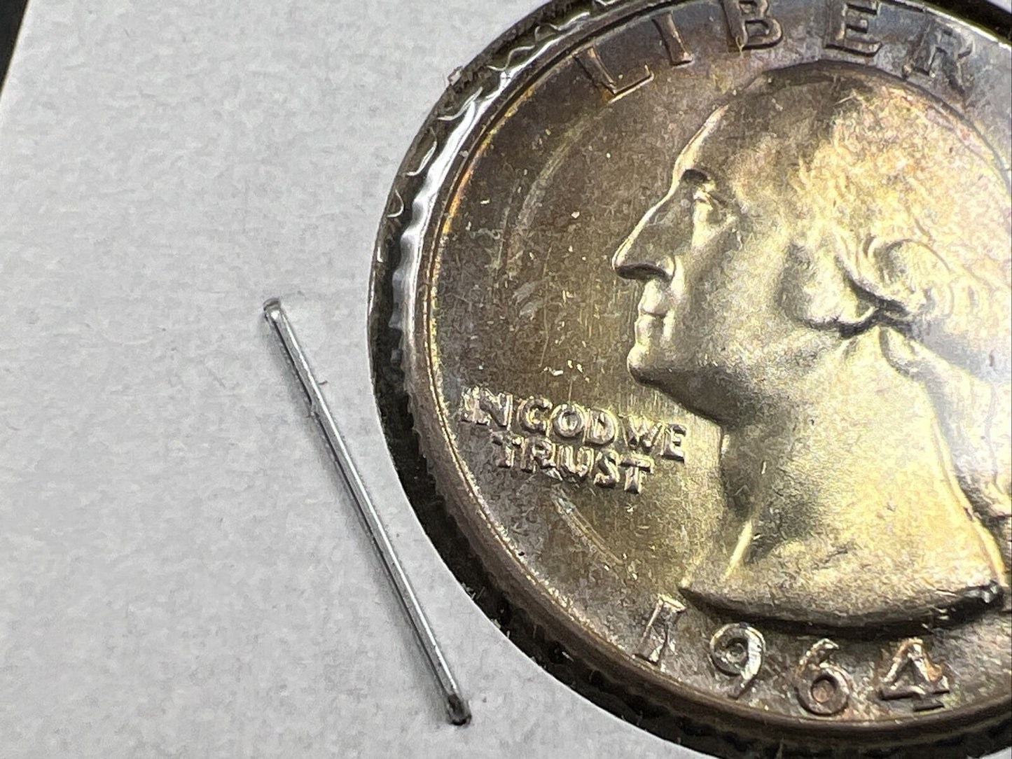 1964 P Washington Quarter Coin Original Purple Toning UNC Details Wheelmark