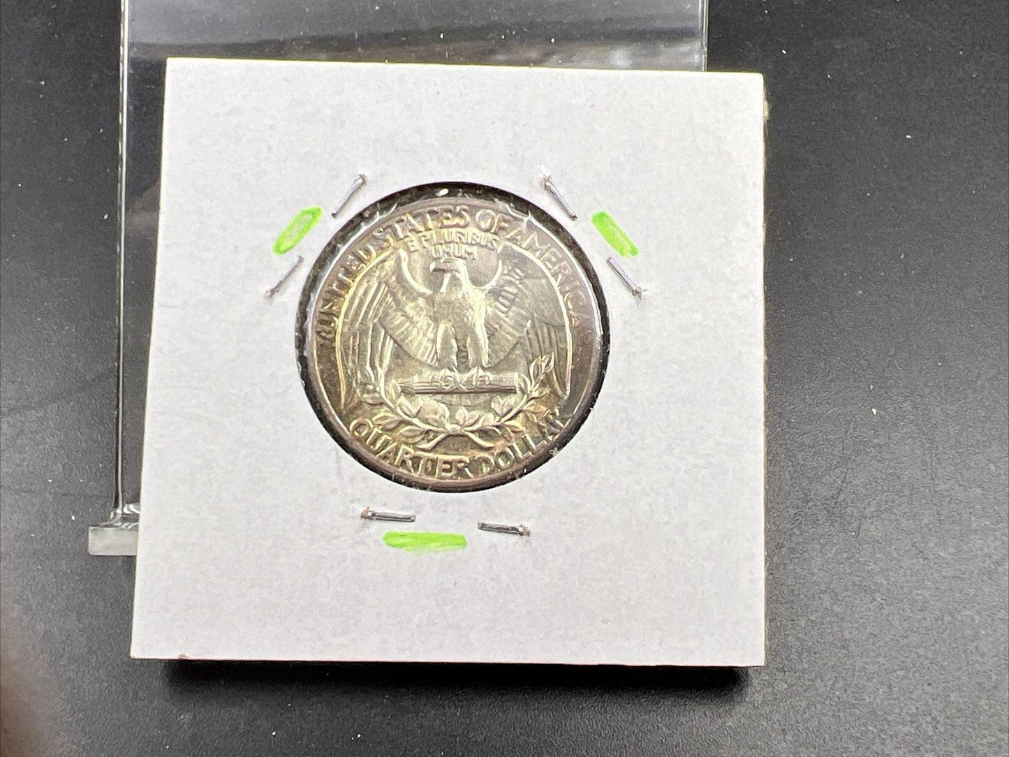 1960 P Washington 25c Silver Quarter Coin PQ Rainbow Toning Obverse