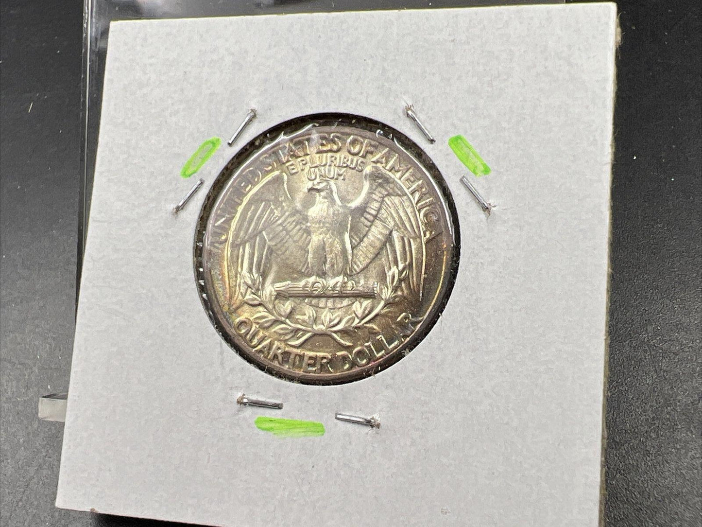 1960 P Washington 25c Silver Quarter Coin PQ Rainbow Toning Obverse