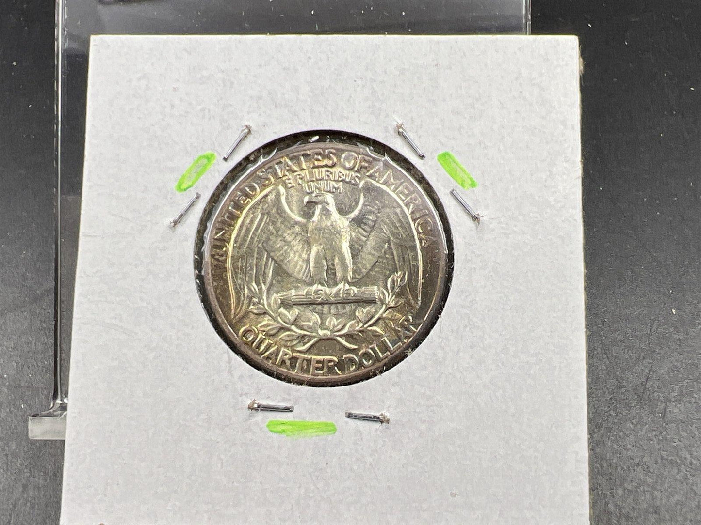 1960 P Washington 25c Silver Quarter Coin PQ Rainbow Toning Obverse