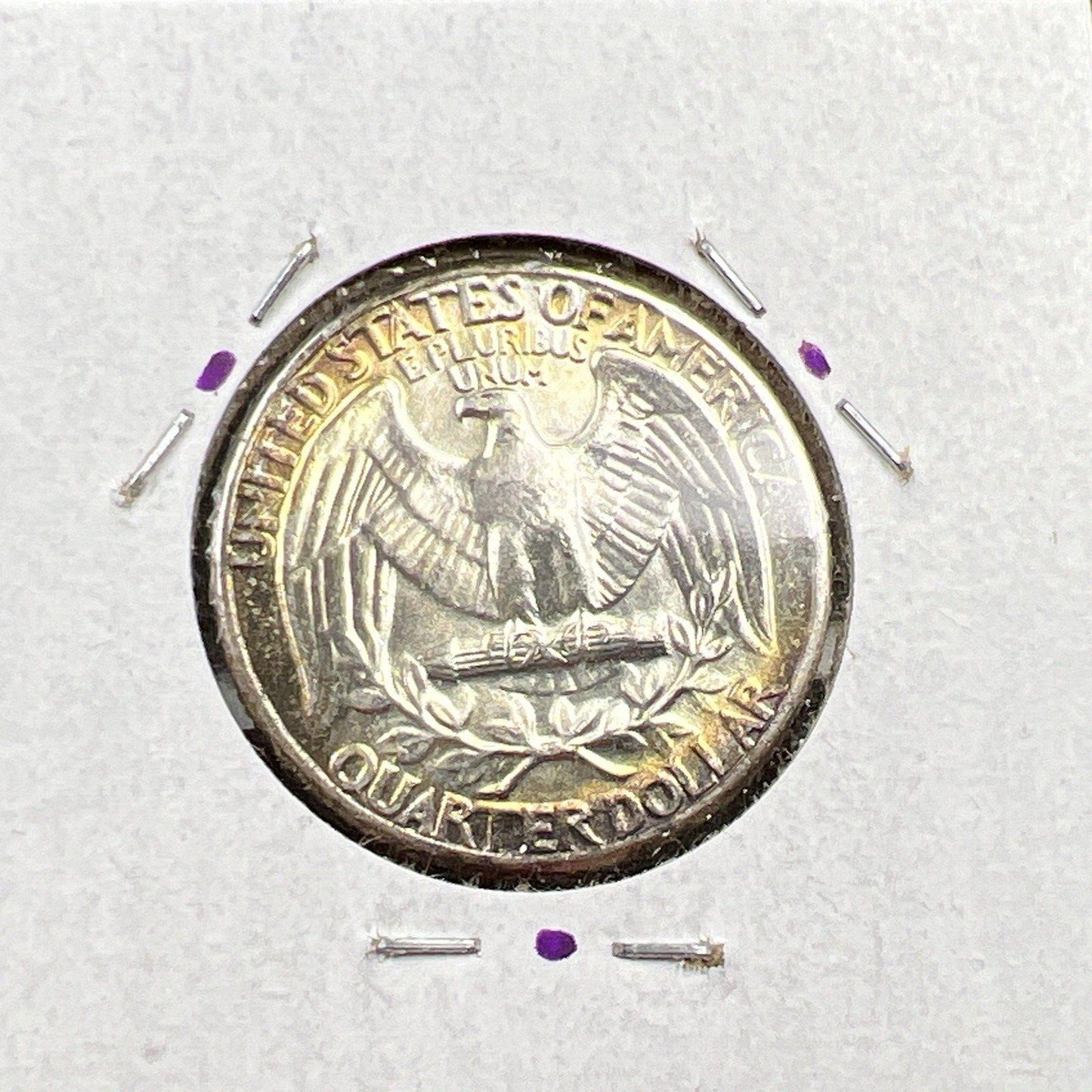 1963 P Washington 25c Silver Quarter Coin CH BU UNC Rainbow Toning #A