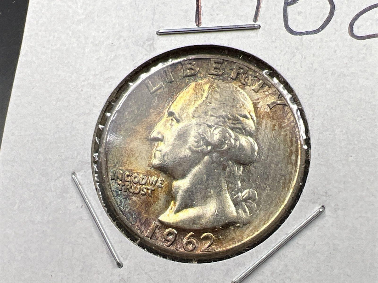 1962 P Washington 25c Silver Quarter Coin Gem BU UNC PQ Toning Obverse