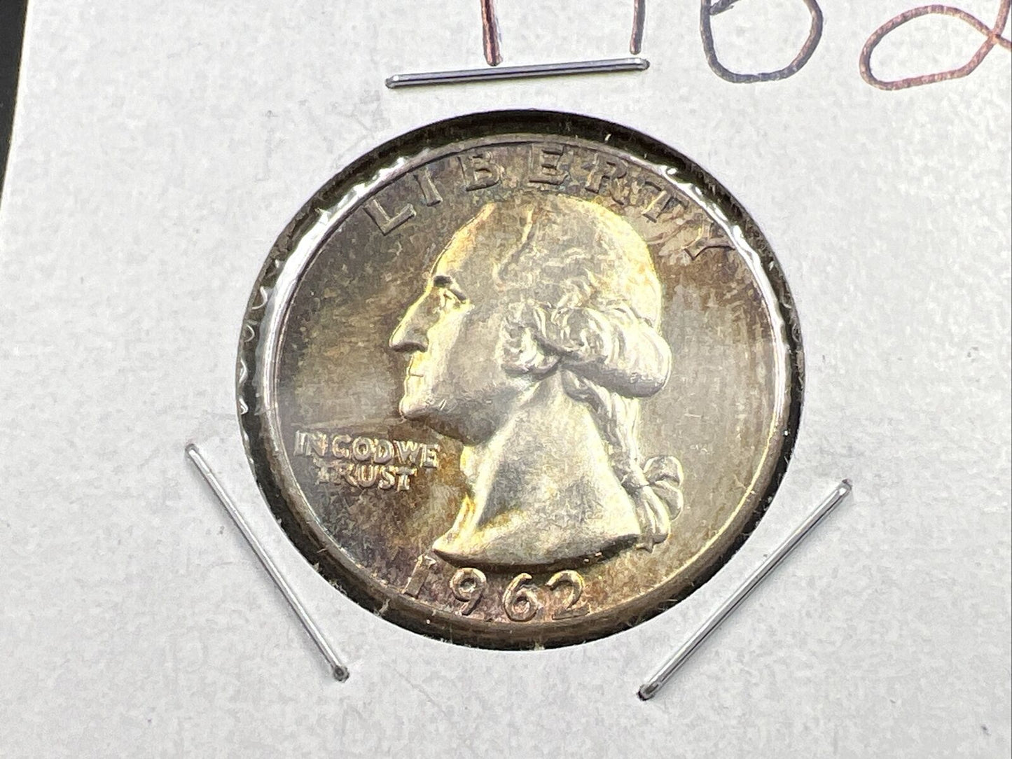 1962 P Washington 25c Silver Quarter Coin Gem BU UNC PQ Toning Obverse