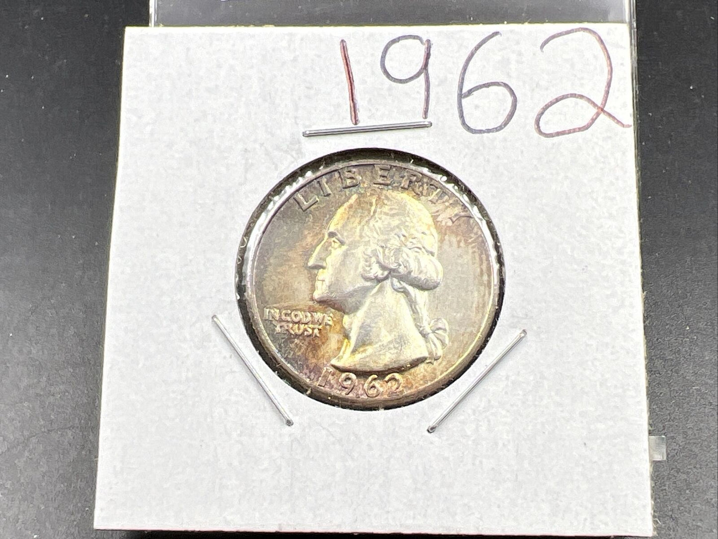 1962 P Washington 25c Silver Quarter Coin Gem BU UNC PQ Toning Obverse