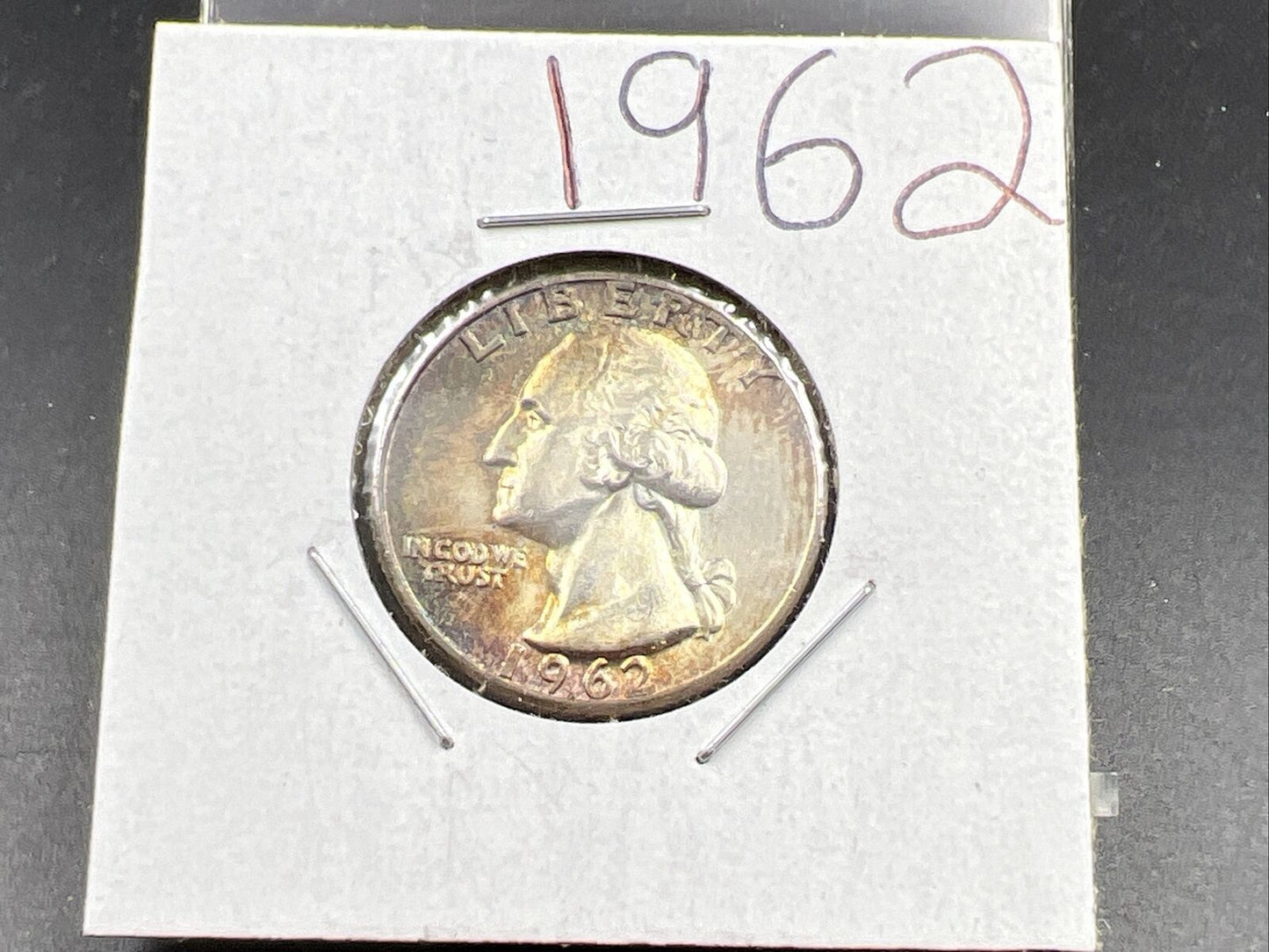 1962 P Washington 25c Silver Quarter Coin Gem BU UNC PQ Toning Obverse