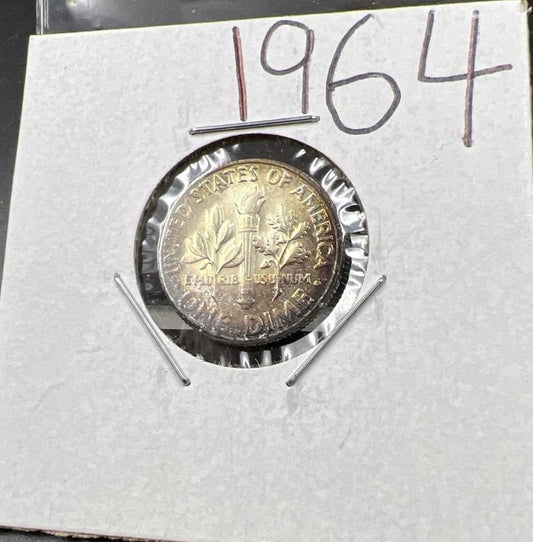 1964 P 10c Roosevelt Silver Dime Coin Gem BU UNC Neat Toning SKU#GRN3