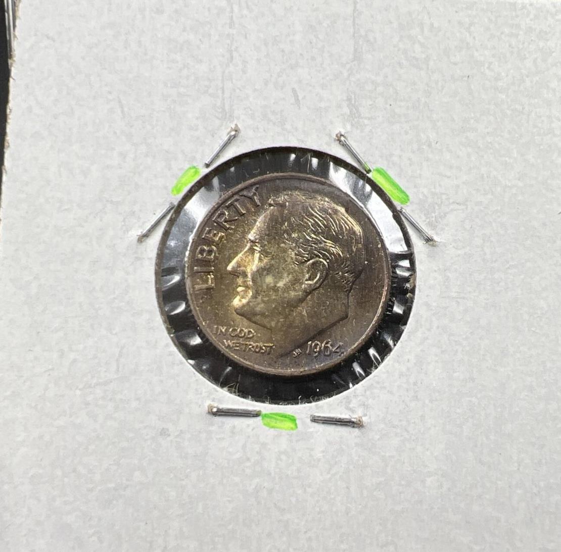 1964 P 10c Roosevelt Silver Dime Coin Gem BU UNC Neat Toning SKU#GRN3