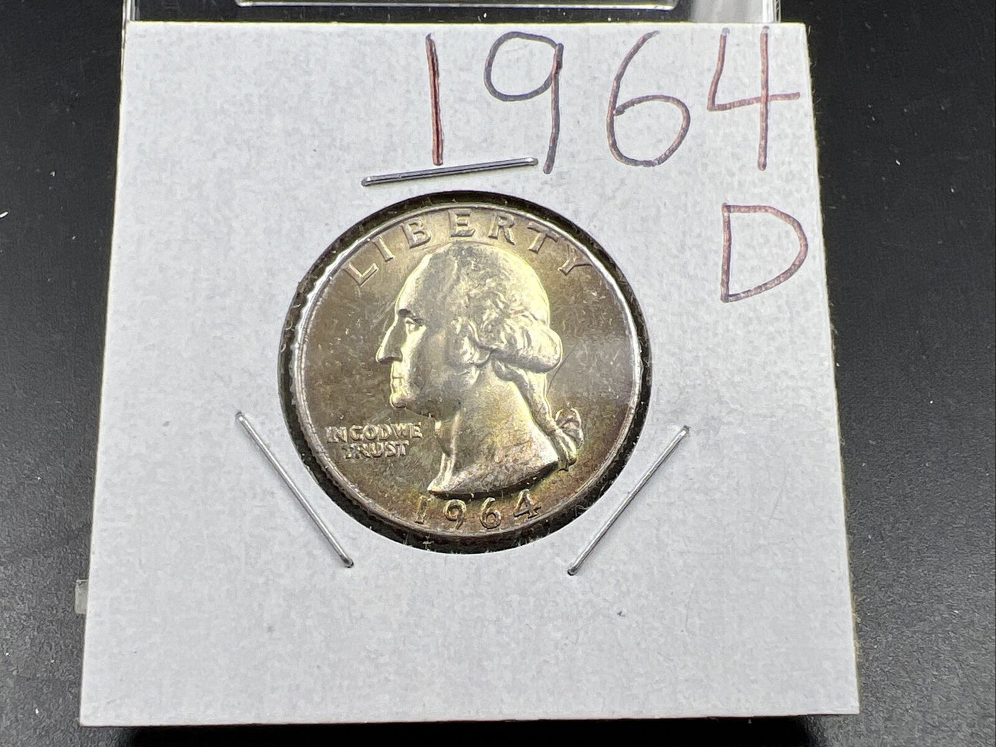 1964 D Washington 25c Silver Quarter Coin Neat Toning Gem BU UNC #B