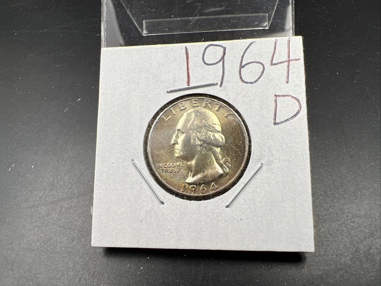 1964 D Washington 25c Silver Quarter Coin Neat Toning Gem BU UNC #B