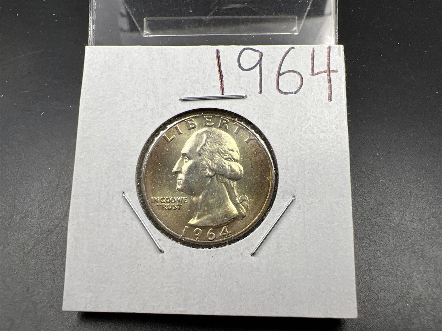 1964 P Washington 25c Silver Quarter Coin Neat Toning CH BU UNC SKU#CB