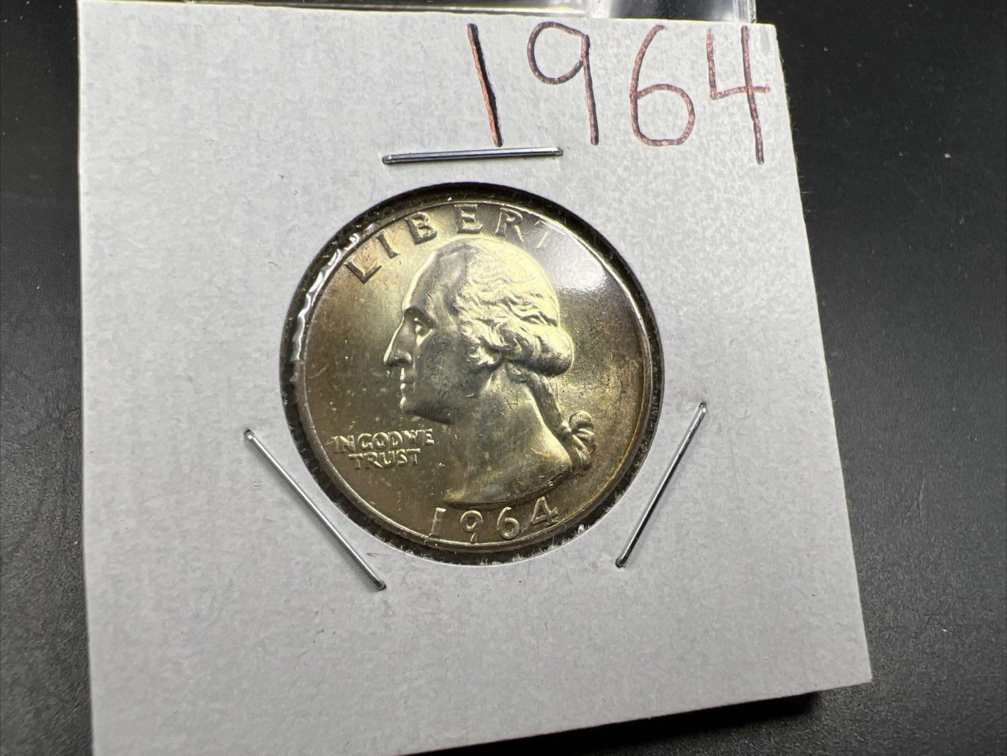 1964 P Washington 25c Silver Quarter Coin Neat Toning CH BU UNC SKU#CB