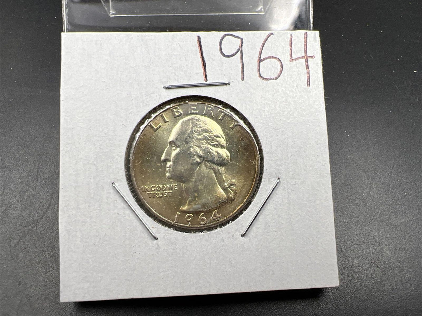 1964 P Washington 25c Silver Quarter Coin Neat Toning CH BU UNC SKU#CB
