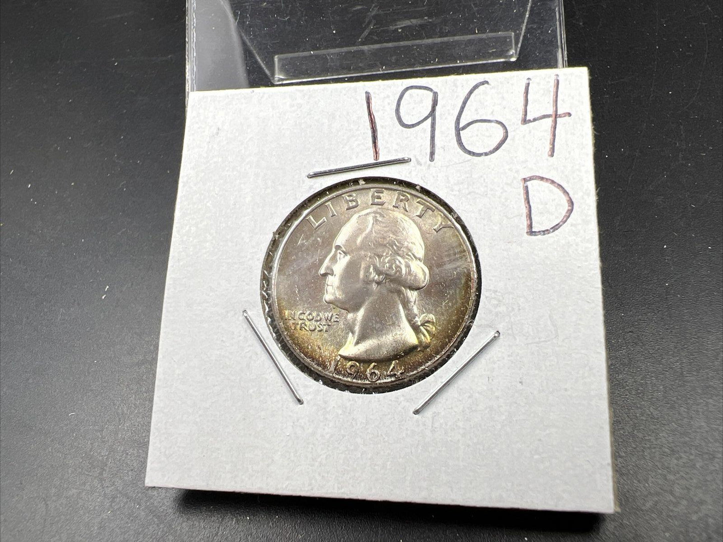 1964 D Washington 25c Silver Quarter Coin Neat Toning Gem BU UNC #C