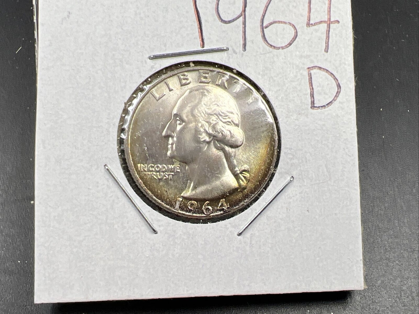 1964 D Washington 25c Silver Quarter Coin Neat Toning Gem BU UNC #C