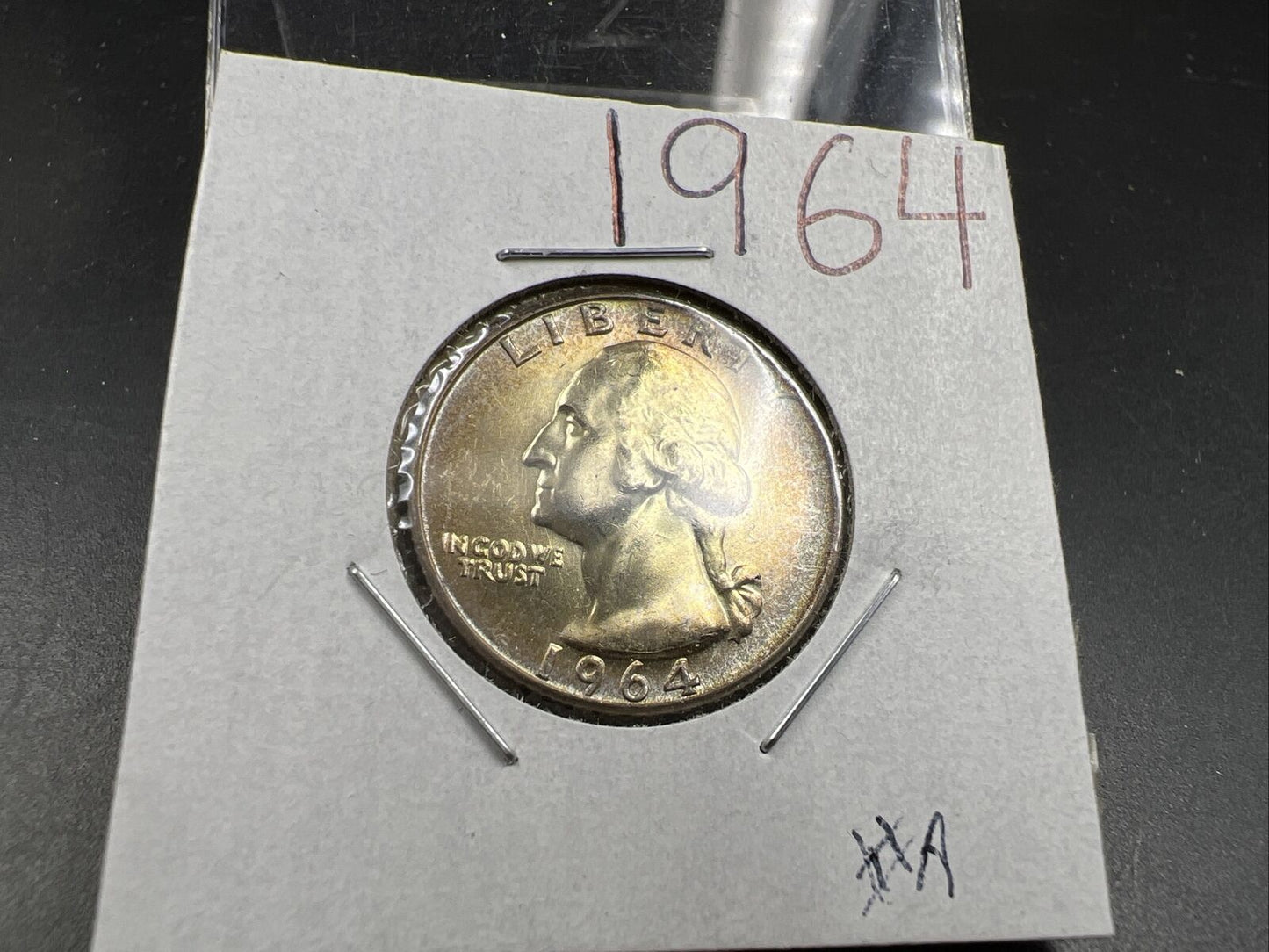 1964 P Washington 25c Silver Quarter Coin Neat Toning CH BU UNC SKU#AB