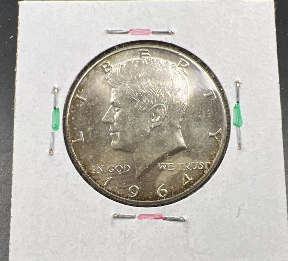 1964 D 50c Kennedy Silver Half Dollar BU UNC Neat Toning Denver Mint SKU#GNPK