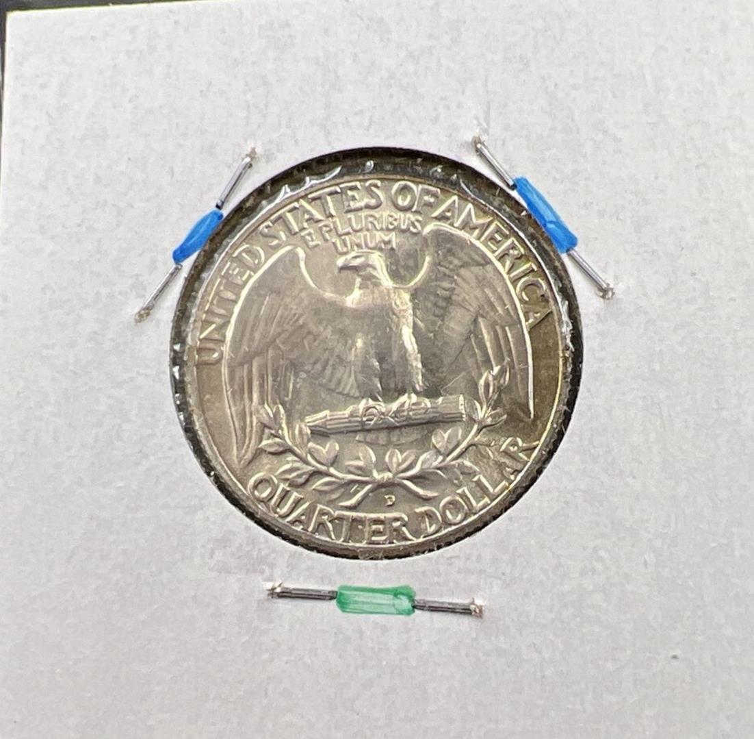 1964 D Washington 25c Silver Quarter Coin Neat Toning Gem BU UNC