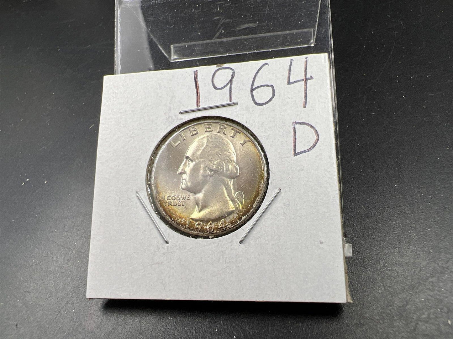 1964 D Washington 25c Silver Quarter Coin Neat Toning Gem BU UNC