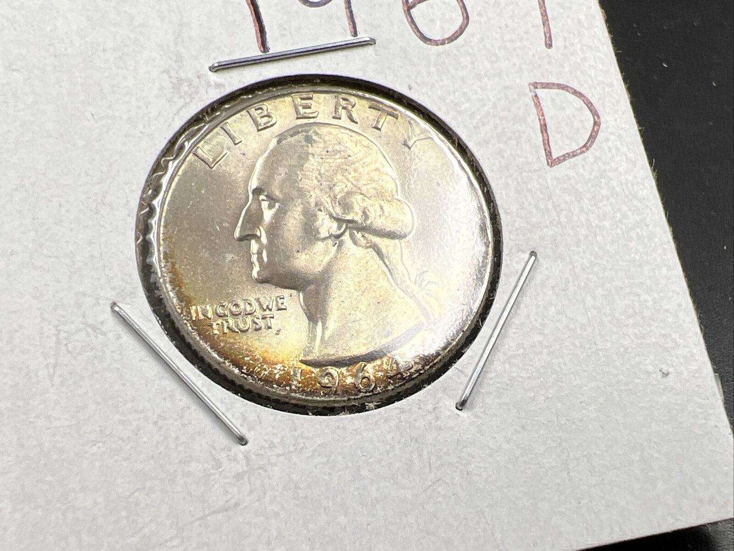 1964 D Washington 25c Silver Quarter Coin Neat Toning Gem BU UNC