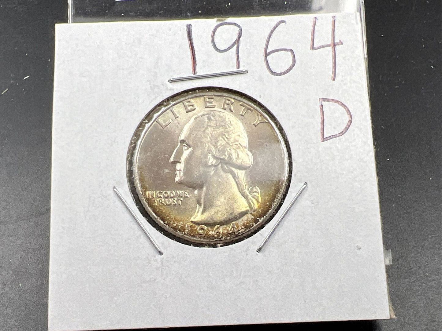1964 D Washington 25c Silver Quarter Coin Neat Toning Gem BU UNC