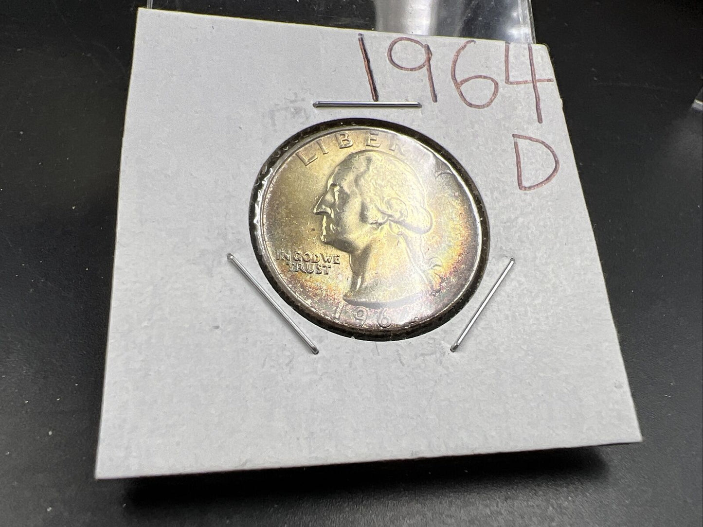 1964 D Washington 25c Silver Quarter Coin Very Nice Toning Gem BU #E
