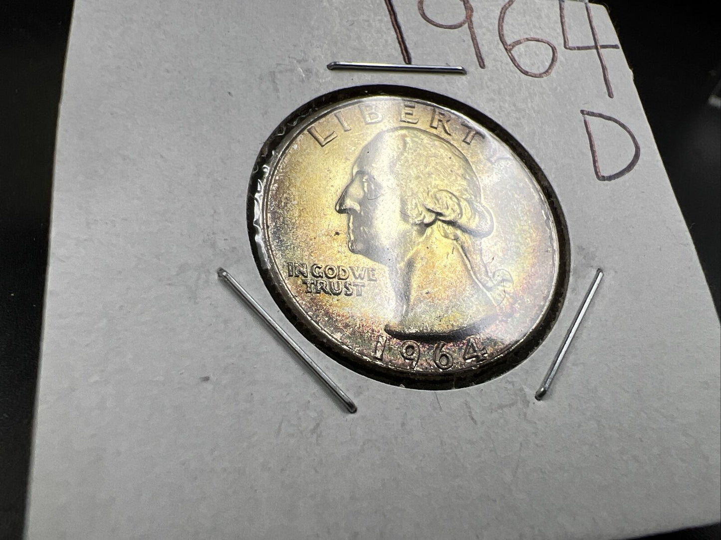 1964 D Washington 25c Silver Quarter Coin Very Nice Toning Gem BU #E