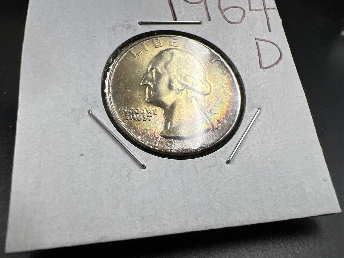1964 D Washington 25c Silver Quarter Coin Very Nice Toning Gem BU #E