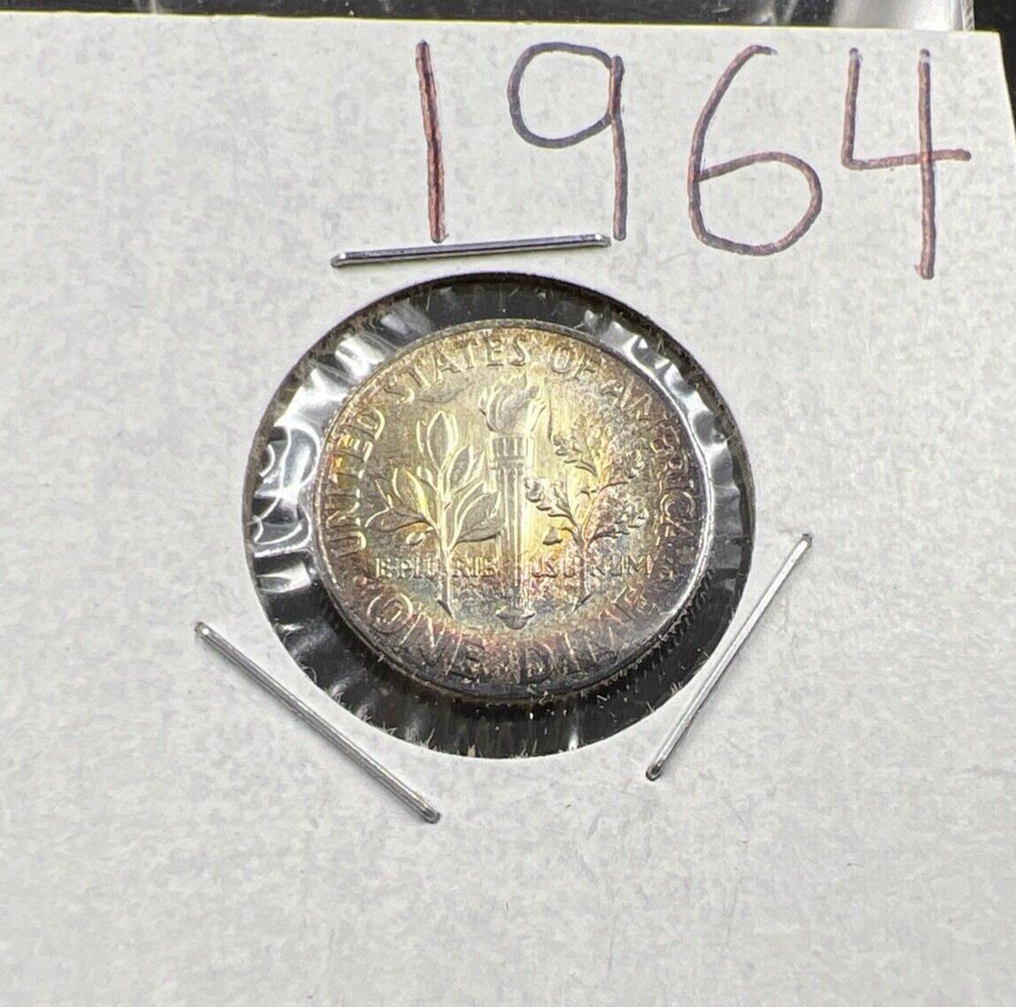 1964 P 10c Roosevelt Silver Dime Coin CH BU PQ Toning Original Toner SKU#GN3
