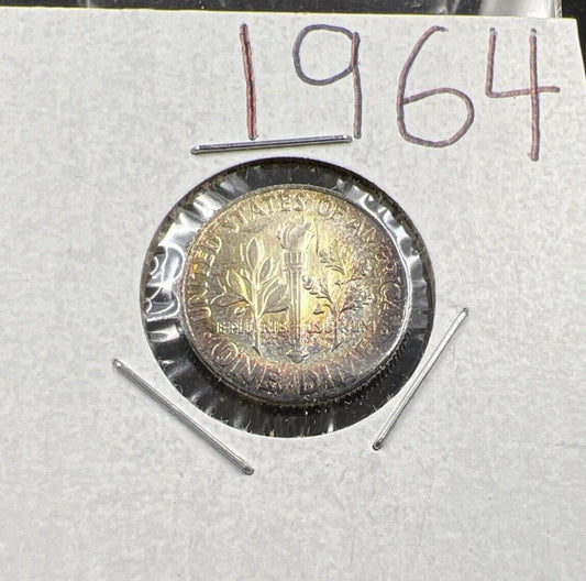 1964 P 10c Roosevelt Silver Dime Coin CH BU PQ Toning Original Toner SKU#GN3