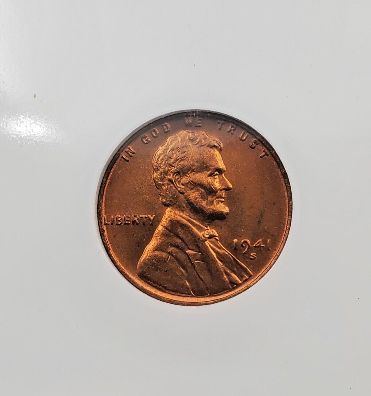 1941 S Lincoln Wheat Cent Penny Coin NGC MS66 RD RED #055 Gem BU Certified