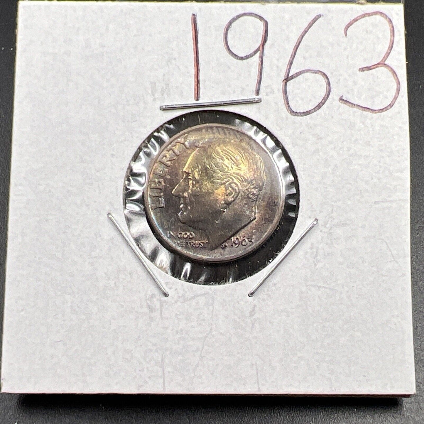1963 P 10c Roosevelt Silver Dime Coin BU Nice Original Toning Toner SKU#GN3