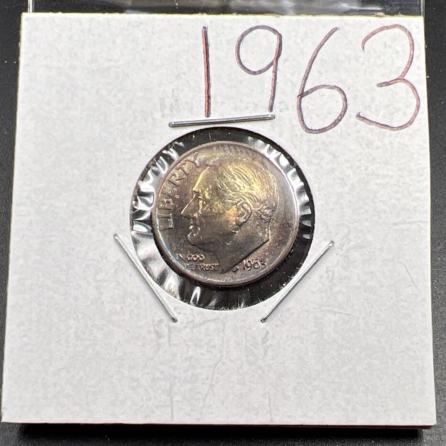 1963 P 10c Roosevelt Silver Dime Coin BU Nice Original Toning Toner SKU#GN3