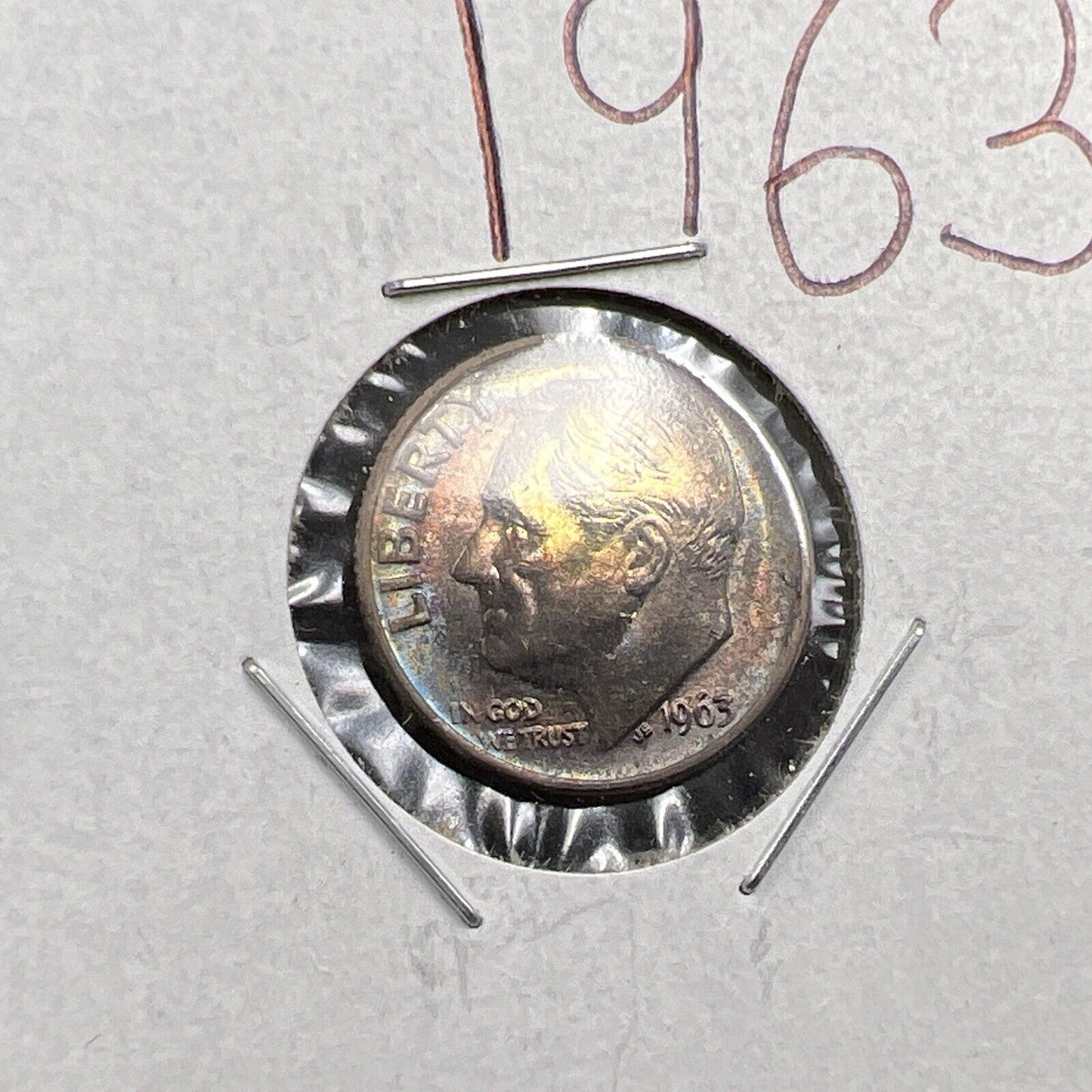 1963 P 10c Roosevelt Silver Dime Coin BU Nice Original Toning Toner SKU#GN3