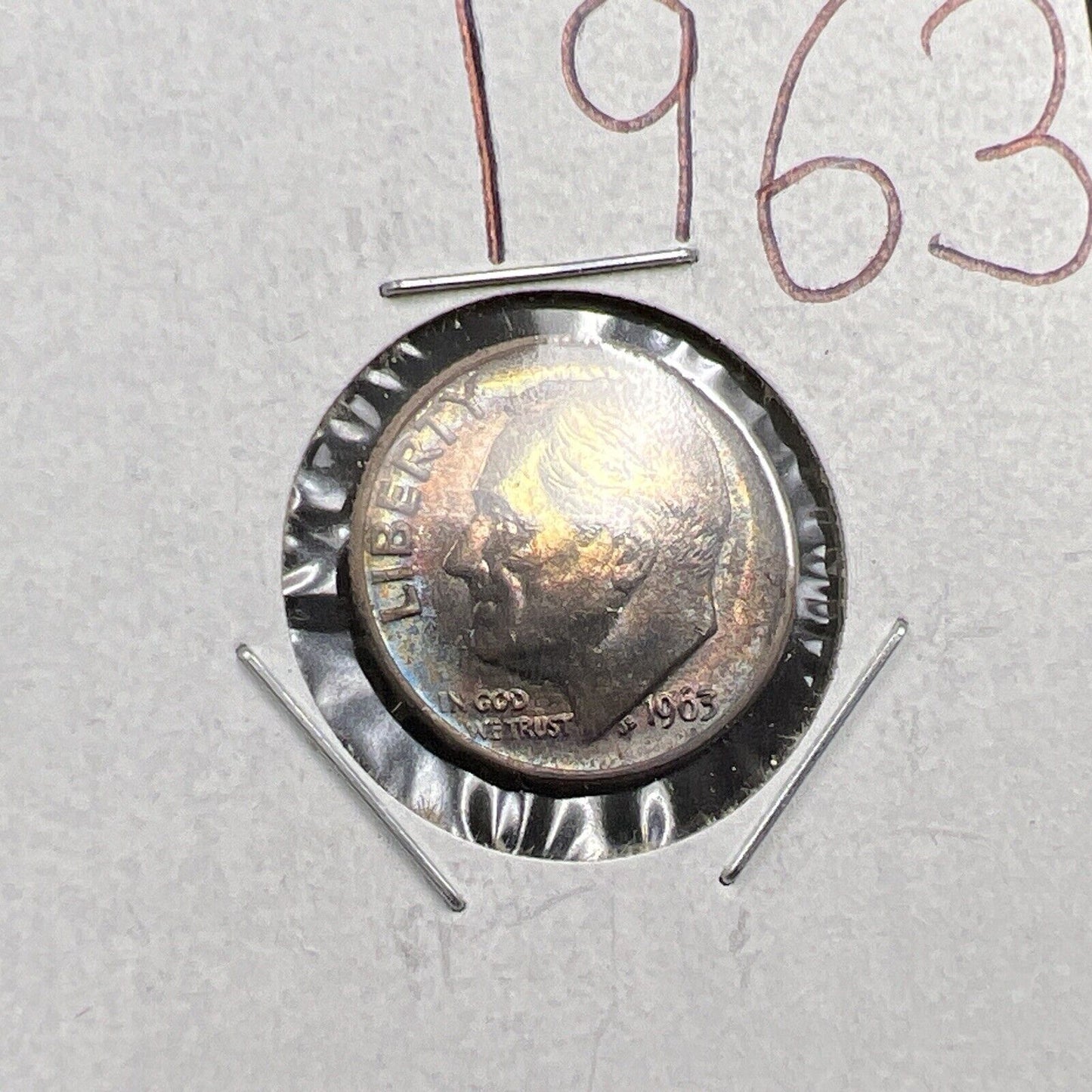 1963 P 10c Roosevelt Silver Dime Coin BU Nice Original Toning Toner SKU#GN3