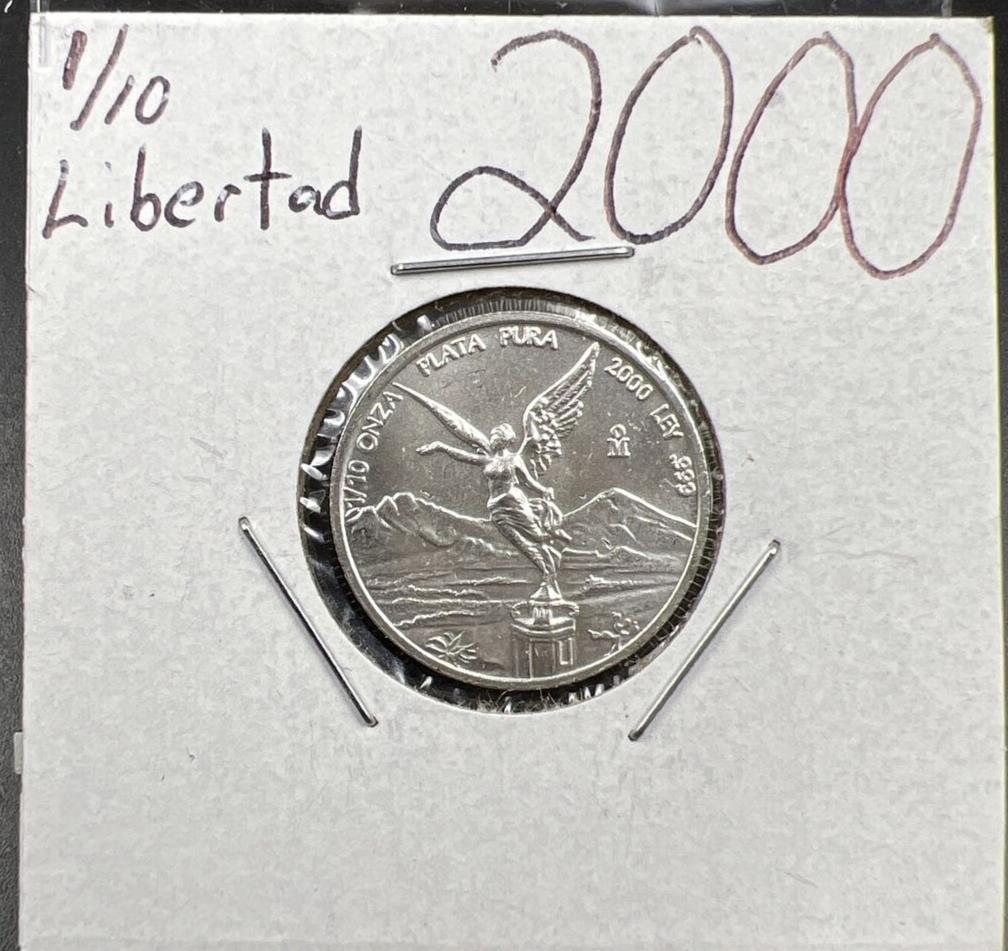 2000 Mexico 1/10 Ounce .999 Silver Round Libertad Ley Plata Pura Coin sku#Cga
