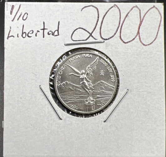 2000 Mexico 1/10 Ounce .999 Silver Round Libertad Ley Plata Pura Coin sku#Cga