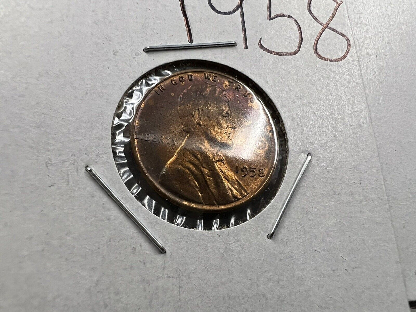 Toner Trio 3 Coin Set 1964 D 10c & 25c BU & 1958 1c UNC RB Neat Toning