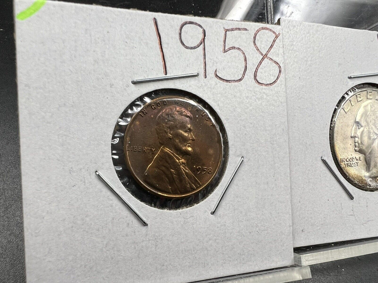 Toner Trio 3 Coin Set 1964 D 10c & 25c BU & 1958 1c UNC RB Neat Toning