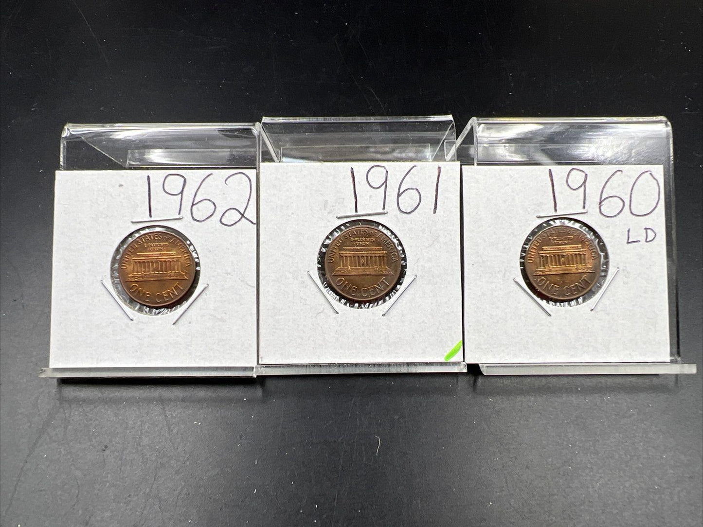 Toner Trio 1961 1962 & 1963 1c BU UNC Lincoln Cent 3 Coin Set Toners RB Red Brow