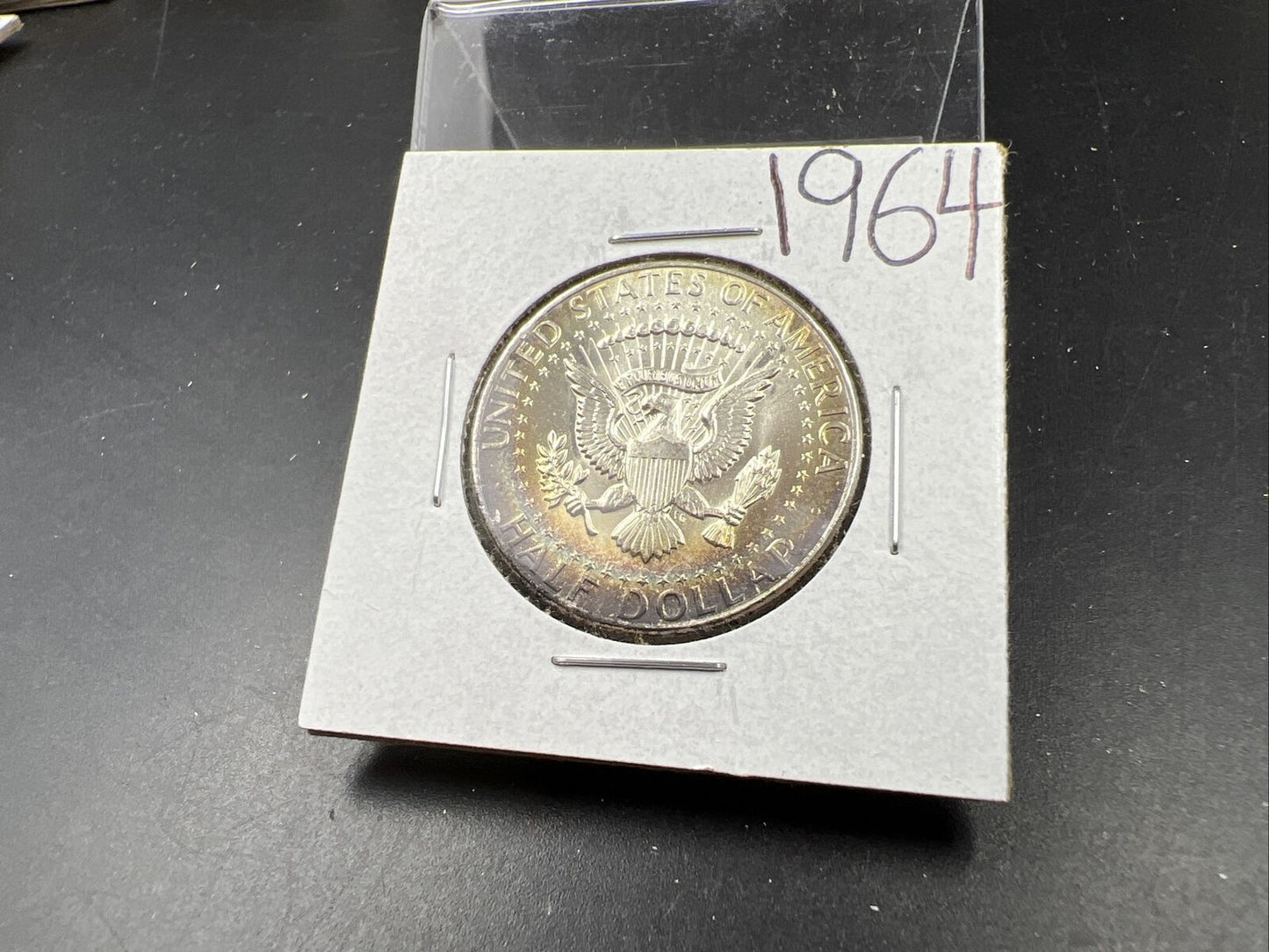 1964 P 50c Kennedy Half Dollar CH BU UNC PQ Rainbow Toning Reverse SKU#YWGN