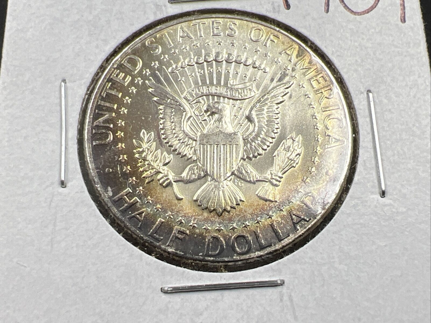 1964 P 50c Kennedy Half Dollar CH BU UNC PQ Rainbow Toning Reverse SKU#YWGN