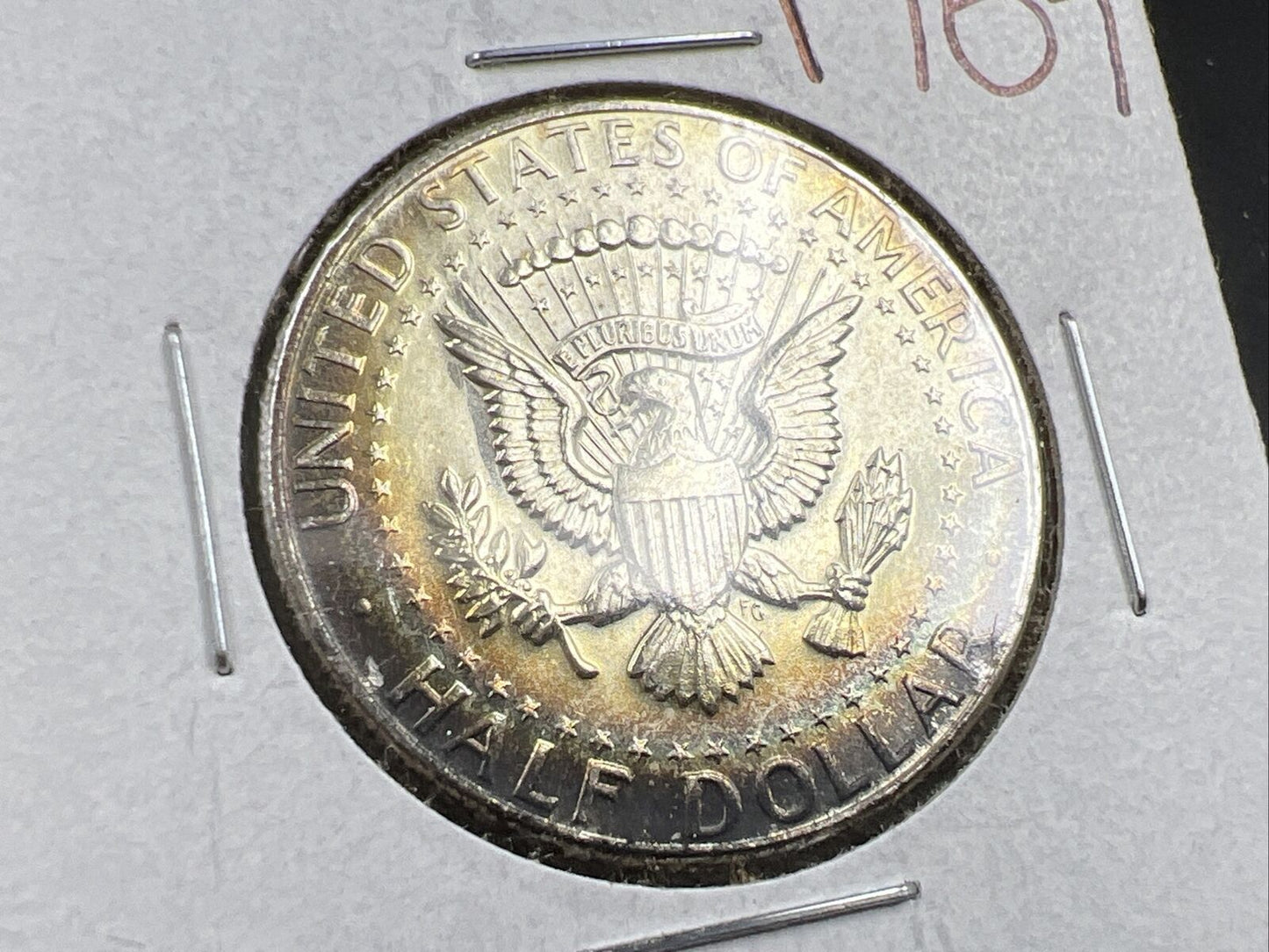 1964 P 50c Kennedy Half Dollar CH BU UNC PQ Rainbow Toning Reverse SKU#YWGN