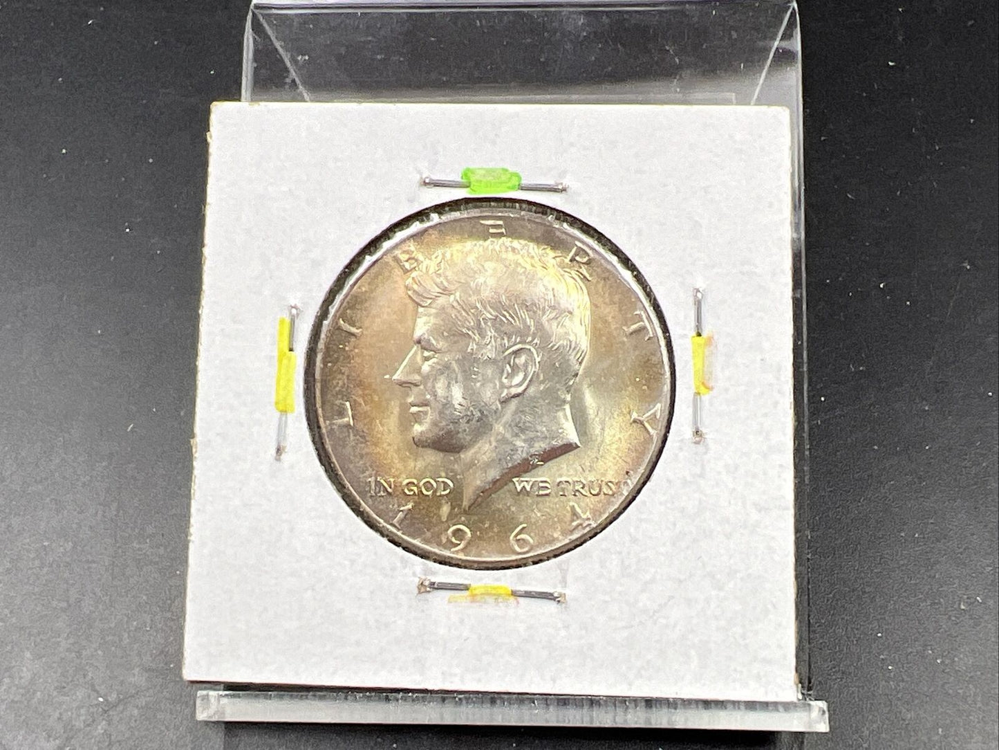 1964 P 50c Kennedy Half Dollar CH BU UNC PQ Rainbow Toning Reverse SKU#YWGN