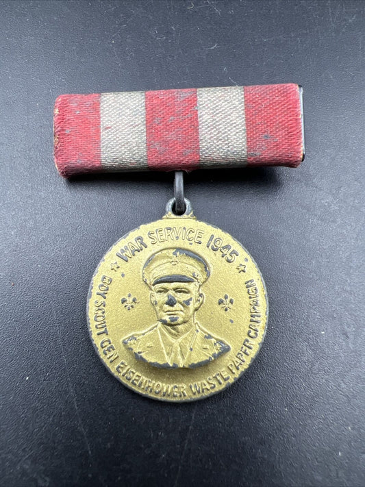WW II - WW 2 Boy Scout Waste Paper Campaign Medal with Ribbon Bar