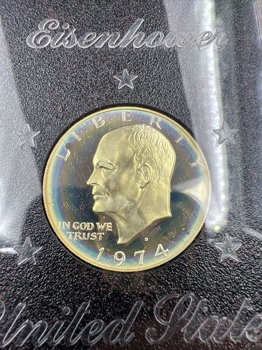 1974 S $1 Eisenhower Ike 40% Silver Dollar Coin PQ Original Toning Toner #SYLWG