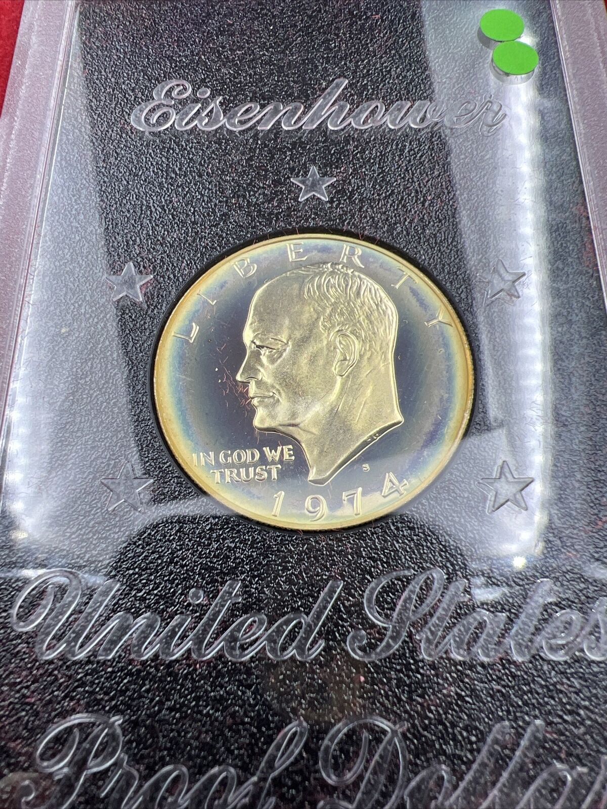 1974 S $1 Eisenhower Ike 40% Silver Dollar Coin PQ Original Toning Toner #SGreen