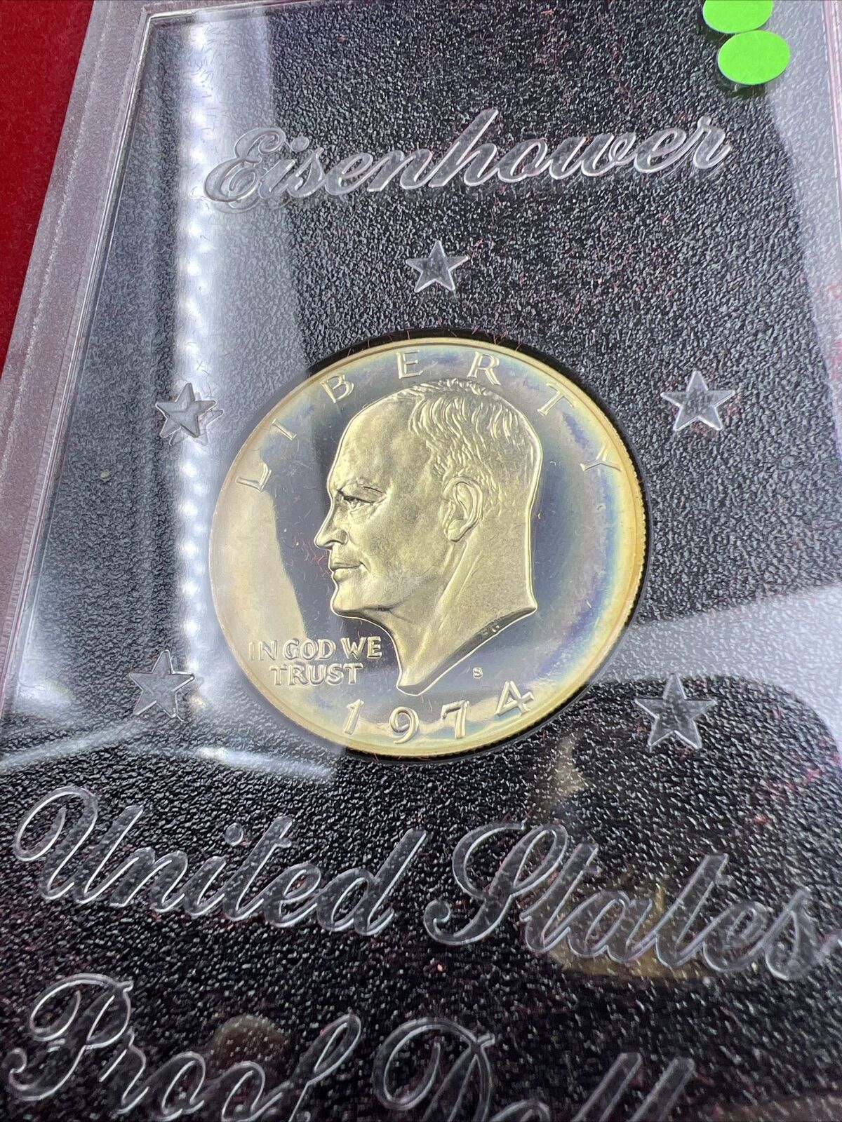 1974 S $1 Eisenhower Ike 40% Silver Dollar Coin PQ Original Toning Toner #SGreen