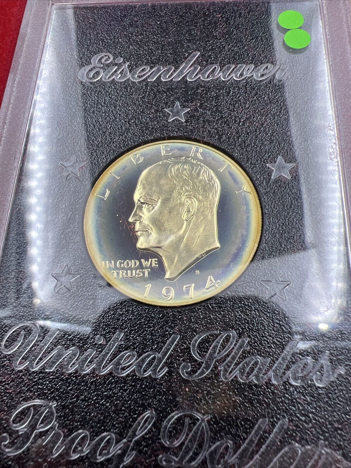 1974 S $1 Eisenhower Ike 40% Silver Dollar Coin PQ Original Toning Toner #SGreen