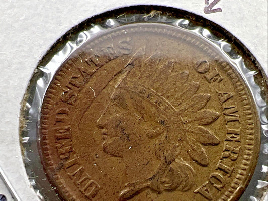 1863 1c Indian One Cent Coin VF Very Fine Defective Planchet Error