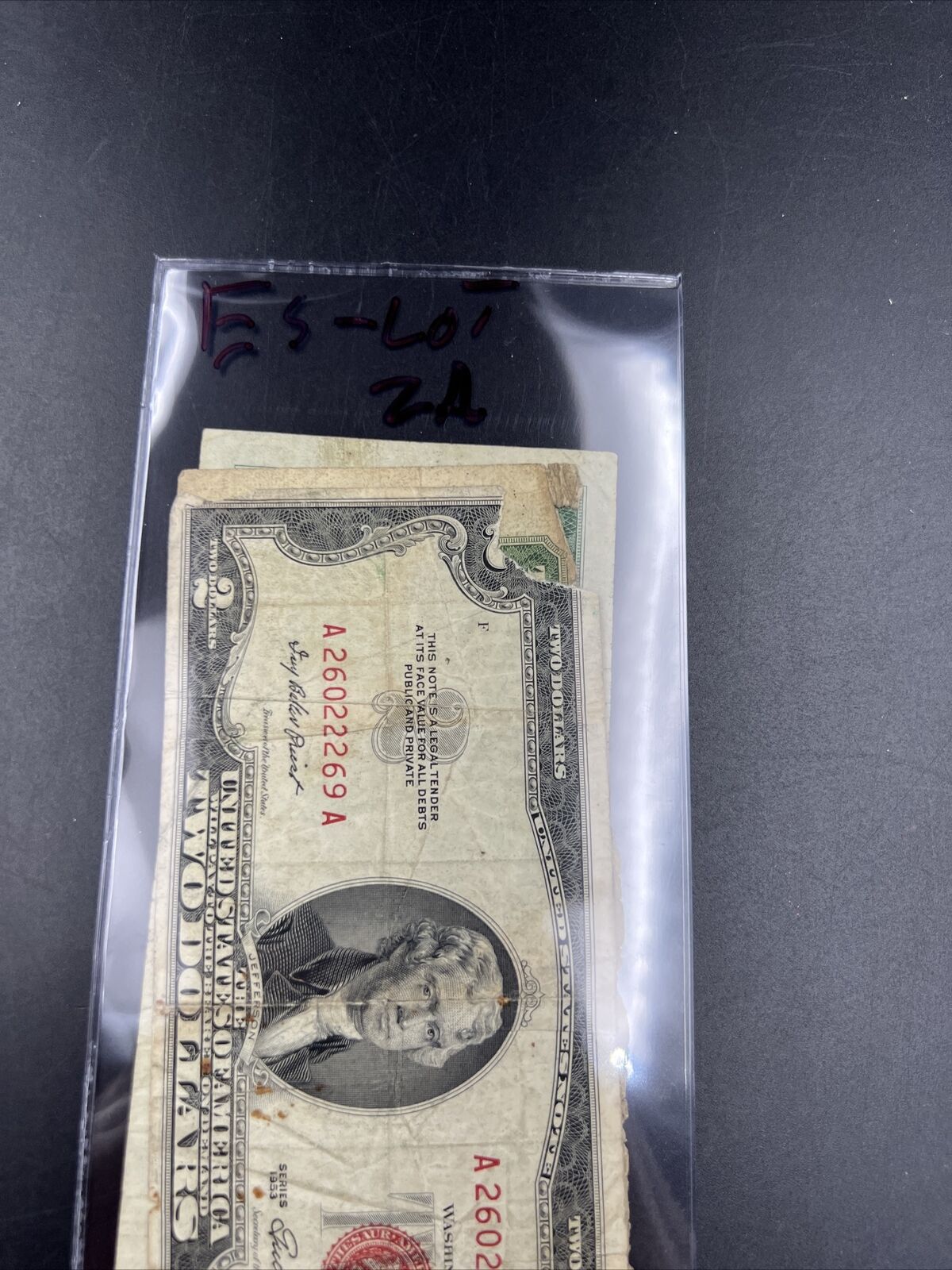 Estate Currency Lot 1928 $2 Cull 1953 $2 & 1963 $5 VG/F Red Seal Bills Notes